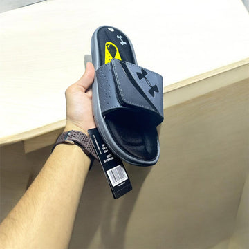 UNDER ARMORE GREY SLIPPERS (ADJUSTABLE)