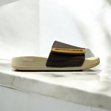 SKECHERS BROWN COMFORT SOFT SLIPPER(ADJUSTABLE)