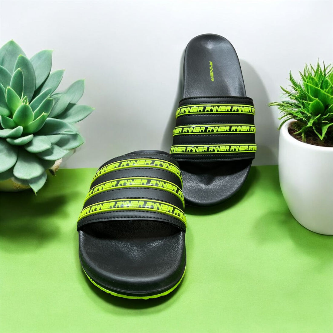 RUNNER SUMMER SLIPPERS (GREEN+BLACK)