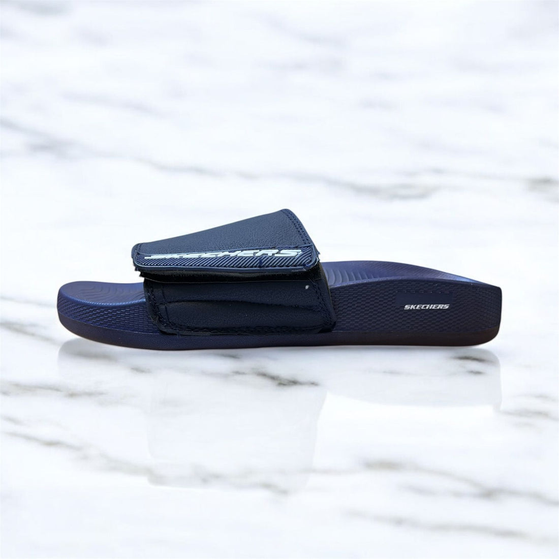 SKECHERS BLUE COMFORT SOFT SLIPPER(ADJUSTABLE)